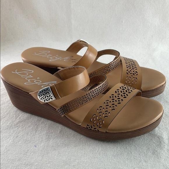 Brighton Shoes - Brighton Happy Women's Brown Cutout Wedge Sandals Size 7